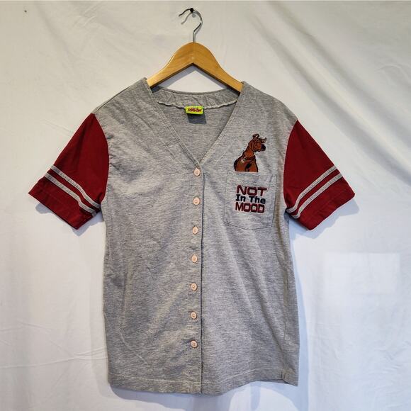 Scooby-Doo Not in the Mood Button Up Shirt 2001 Cartoon Network Embroidery Small - Picture 1 of 6